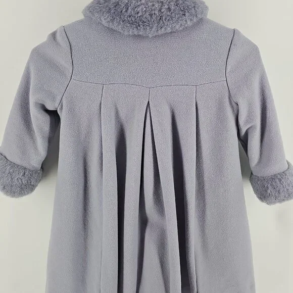 Rothschild Girls Dress Coat Size 5 Blue Frost Faux Fur Collar Holiday Coat - Picture 8 of 10